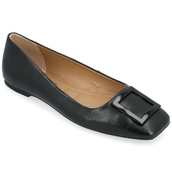 Journee Collection Women's Zimia Ballet Slip On Square Flats, Black Size 8M - Picture 1 of 5